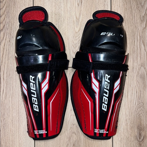 Bauer Other - Bauer Youth 10” (25cm) Black and Red Hockey Shin Guards